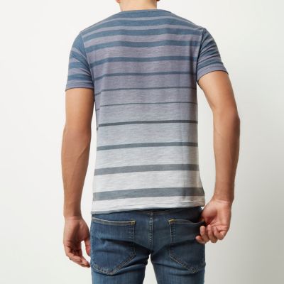 Ecru faded stripe print t-shirt
